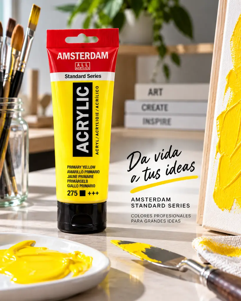 Textura y aplicación Amsterdam Amarillo Primario 275
