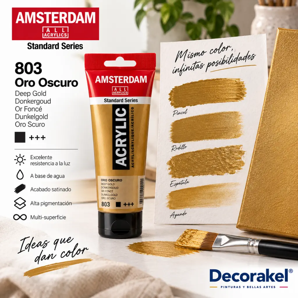 Técnicas de aplicación Acrílico Amsterdam Standard Series Oro Oscuro 803