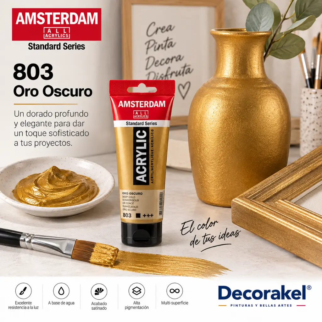 Acrílico Amsterdam Standard Series Oro Oscuro 803 en ambiente creativo