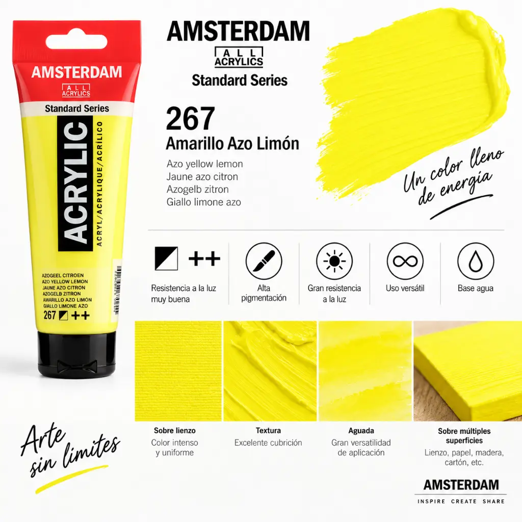 Aplicación Acrílico Amsterdam Standard Series Amarillo Azo Limón 267