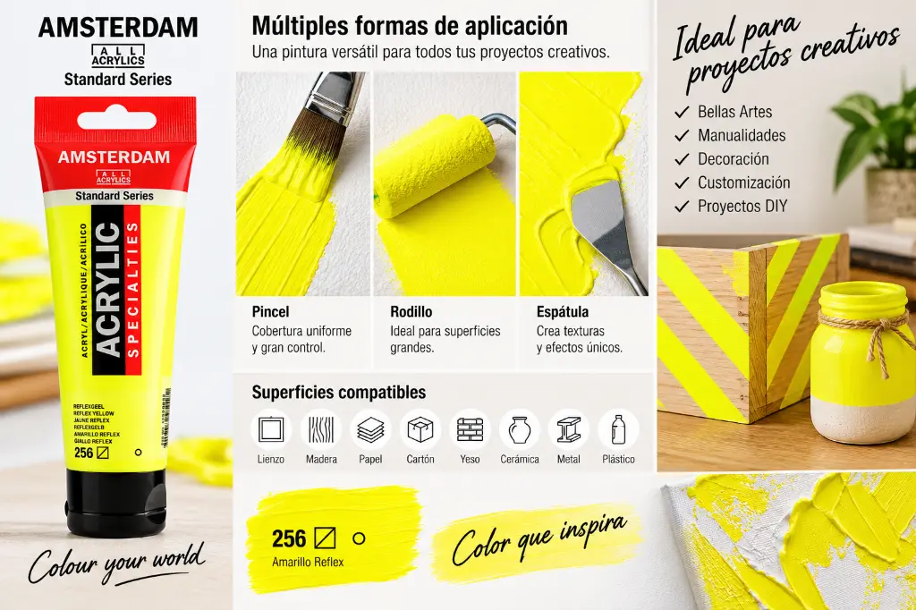 Aplicación Acrílico Amsterdam Standard Series Amarillo Reflex 256