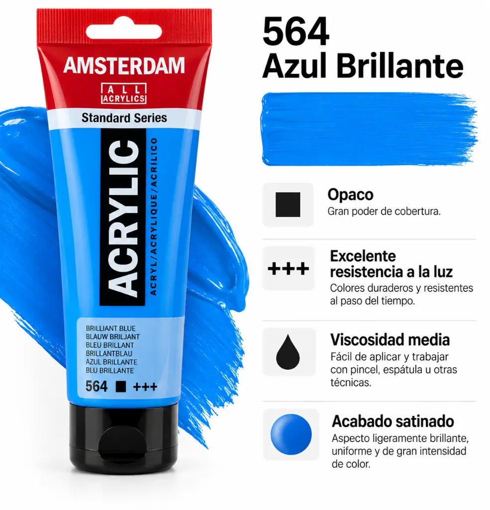 Características Acrílico Amsterdam Standard Series Azul Brillante 564