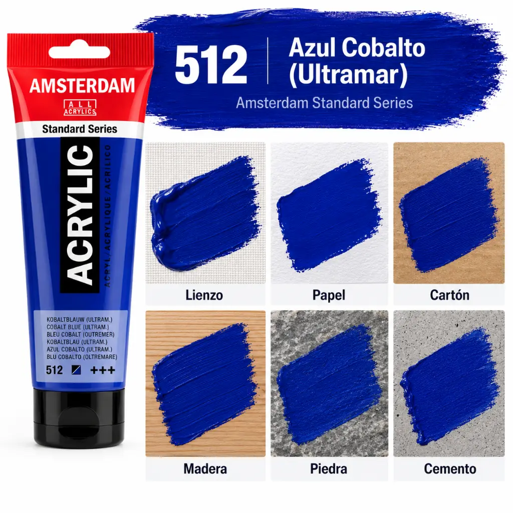 Usos y superficies Acrílico Amsterdam Standard Series Azul Cobalto (Ultramar) 512