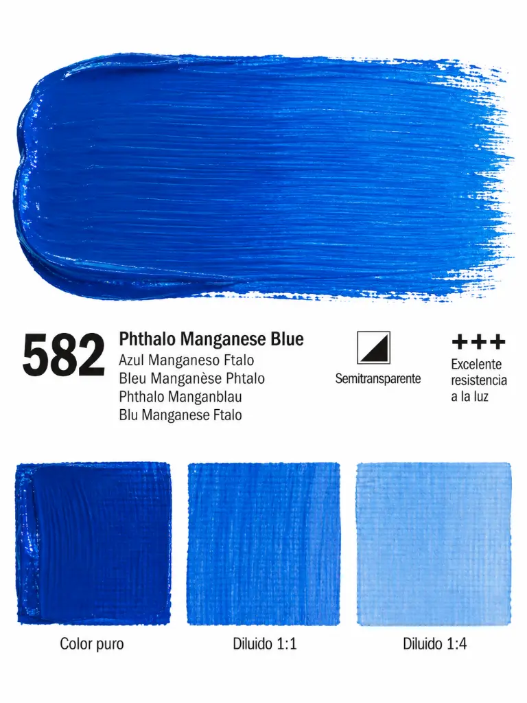 Muestra de color Acrílico Amsterdam Standard Series Azul Manganeso Ftalo 582