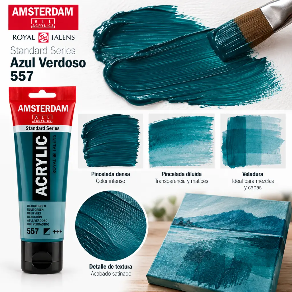 Aplicación Acrílico Amsterdam Standard Series Azul Verdoso 557