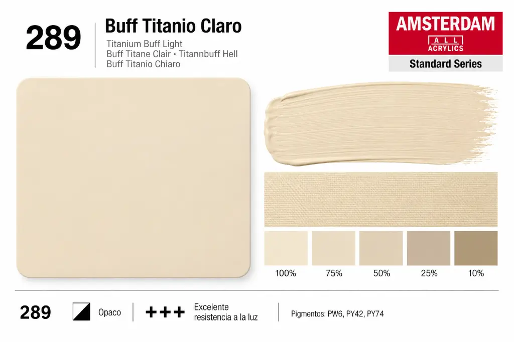 Muestra de color Acrílico Amsterdam Standard Series Buff Titanio Claro 289