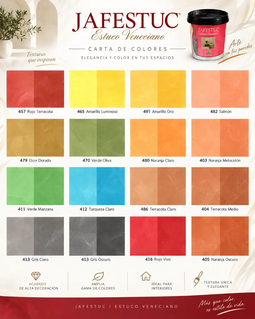 Carta de colores Jafestuc Jafep para estuco decorativo