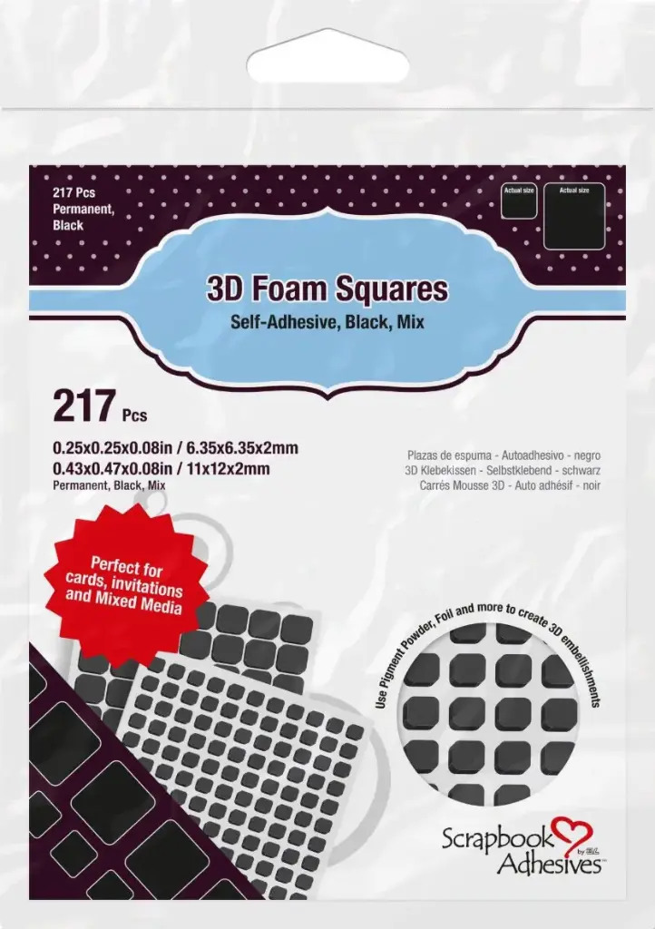 [250737] Cuadrados Adhesivos 3D Foam Squares para Scrapbooking — Doble Cara, Espuma Adhesiva de Alta Densidad