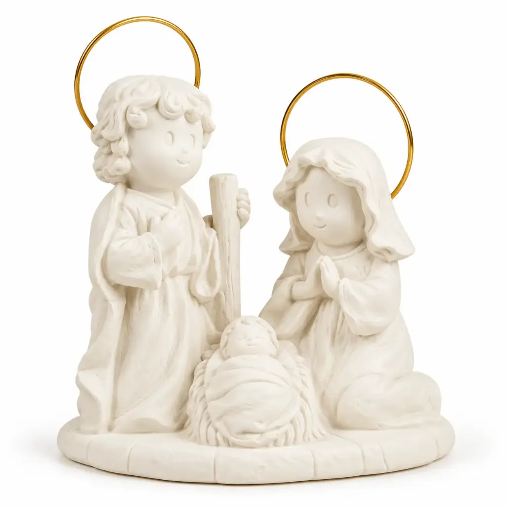 [J-804] Belén Compacto Infantil de Álamo 13 cm para Pintar y Decorar
